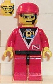 LEGO Minifigure-Divers - Control 2, Red Legs with Black Hips, Red Cap-Town / Divers-DIV011-Creative Brick Builders